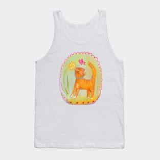 Orange tabby cat and wild flowers Tank Top